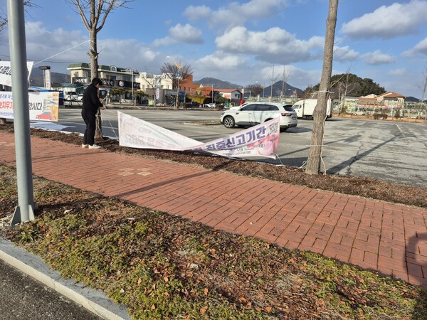 진서면, 설맞이 불법 현수막 일제정비 실시