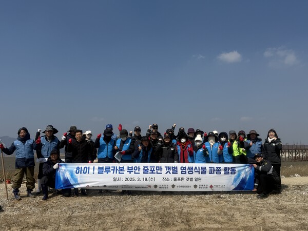 부안군, 줄포만 갯벌 블루카본 확대 조성 염생식물 파종·해양정화활동 추진